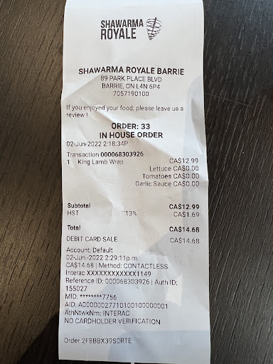 Photo of Shawarma Royale - 89 Park Pl Blvd Unit-3, Barrie, ON L4N 6P4