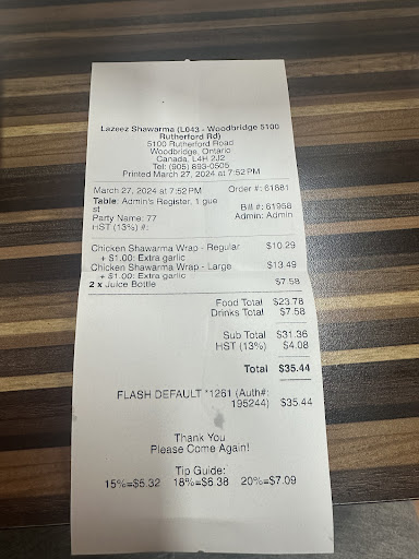 Photo of Lazeez Shawarma - 5100 Rutherford Rd #19, Woodbridge, ON L4H 2J2
