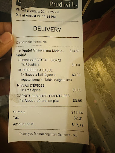 Photo of Osmow's Shawarma - 1627 Rue Sainte-Catherine, Montréal, QC H3H 1L8