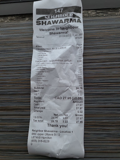 Photo of Neighbour Shawarma - 969 Upper Ottawa St #12, Hamilton, ON L8T 4V9