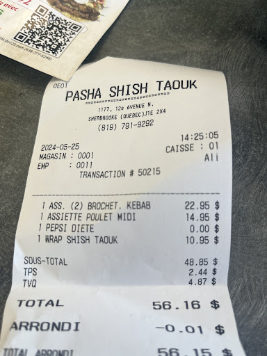 Photo of Pasha Shish Taouk - 1177 12e Avenue N, Sherbrooke, QC J1E 2X4