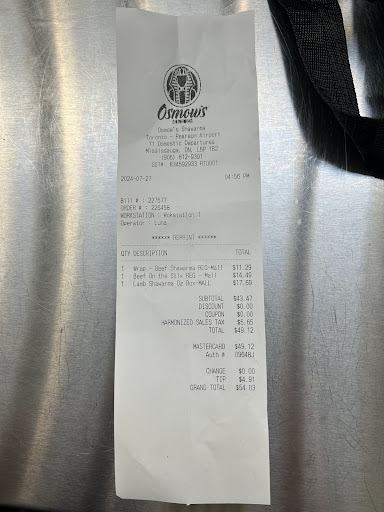 Photo of Osmow's Shawarma - 6301 Silver Dart Dr Terminal 1, Mississauga, ON L5P 1C4