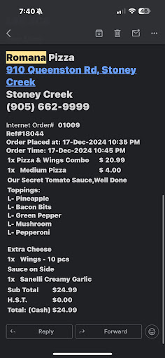 Photo of Romana Pizza & Wings - 910 Queenston Rd, Stoney Creek, ON L8G 1B5