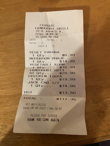 Photo of Fergus Tandoori Grill - 232 St Andrew St W, Fergus, ON N1M 1N8