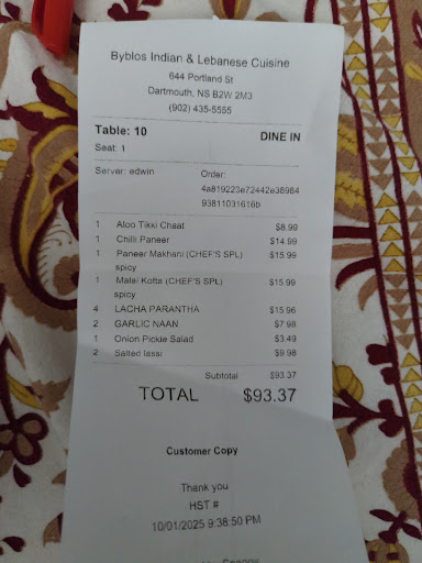 Photo of Byblos Indian & Lebanese Cuisine - 644 Portland St, Dartmouth, NS B2W 2M3