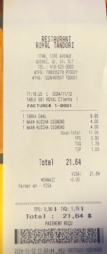 Photo of Royal Tandori Quebec city( halal) - 1746 1re Av., Québec, QC G1L 3L7