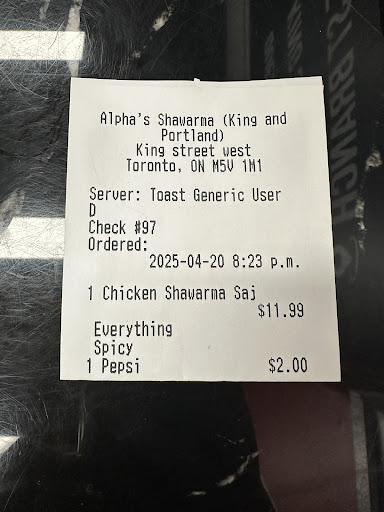 Photo of Alpha’s shawarma - 565 King St W, Toronto, ON M5V 1M1