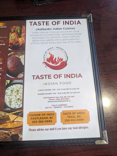 Photo of Kootenay's Taste of India - 876 Rossland Ave, Trail, BC V1R 3N6