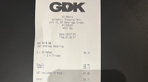 Photo of German Doner Kebab (GDK) - Unit 15, 82 Cambridge St, Aylesbury HP20 1BA