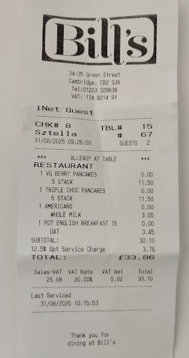 Photo of Bill's Cambridge Restaurant - 34-35 Green St, Cambridge CB2 3JX