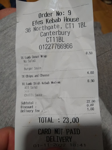 Photo of Efes Kebab&Pizza House Canterbury - 36 Northgate, Canterbury CT1 1BL