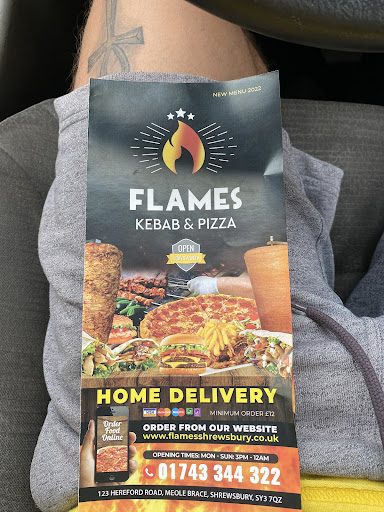 Photo of Flames Kebab & Pizza | Shrewsbury - 123 Hereford Rd, Meole Brace, Shrewsbury SY3 7QZ