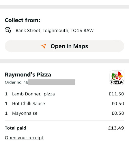 Photo of Raymond's Pizza - 15 Bank St, Teignmouth TQ14 8AW