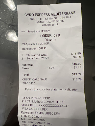 Photo of Gyro Express Mediterranean Grill - 3000 184th St SW #844, Lynnwood, WA 98037