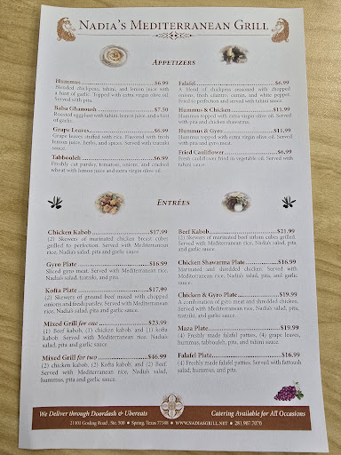 Photo of Nadia's Mediterranean Grill - 21101 Gosling Rd STE 500, Spring, TX 77388