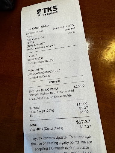 Photo of The Kebab Shop - 3938 Rivermark Plaza, Santa Clara, CA 95054