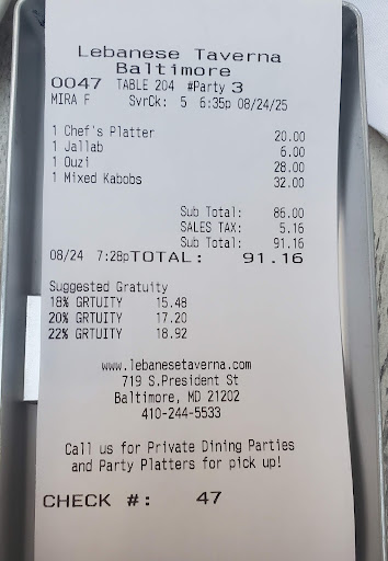 Photo of Lebanese Taverna - The Charm'tastic Mile, 719 S President St, Baltimore, MD 21202