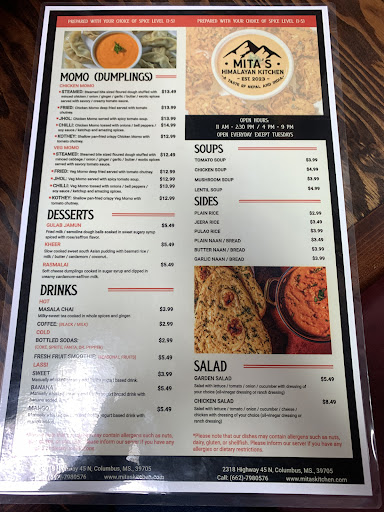 Photo of Mita's Himalayan Kitchen - 2318 Hwy 45 N, Columbus, MS 39705