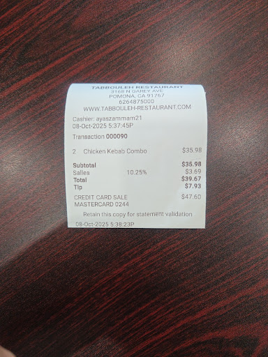 Photo of Tabbouleh Mediterranean Restaurant - 3168 N Garey Ave, Pomona, CA 91767