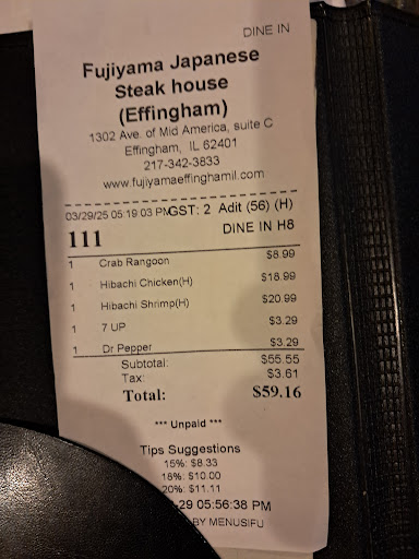 Photo of Fujiyama Japanese Steakhouse (Effingham) - 1302 Ave of Mid-America Suite C, Effingham, IL 62401