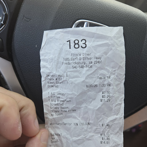 Photo of Tito's Diner - 1695 Carl D Silver Pkwy, Fredericksburg, VA 22401
