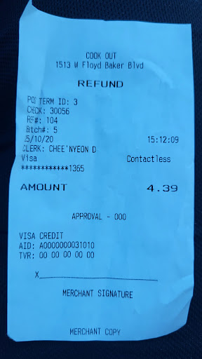 Photo of Cook Out - 1513 W Floyd Baker Blvd, Gaffney, SC 29341