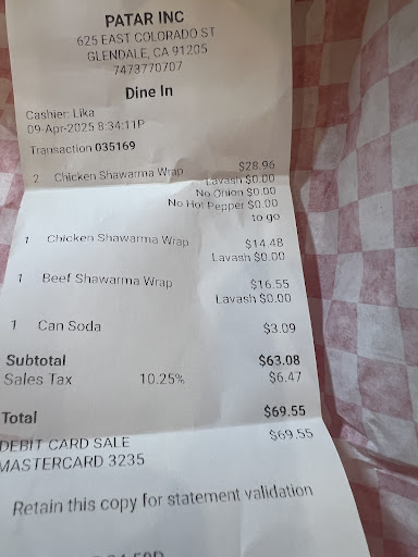 Photo of Patar Shawarma - 625 E Colorado St, Glendale, CA 91205