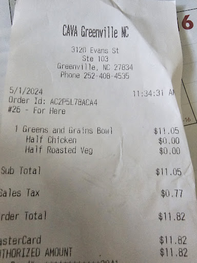 Photo of CAVA - 3120 Evans St, Greenville, NC 27834