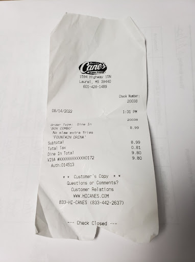 Photo of Raising Cane's Chicken Fingers - 1594 Highway 15N, Laurel, MS 39440