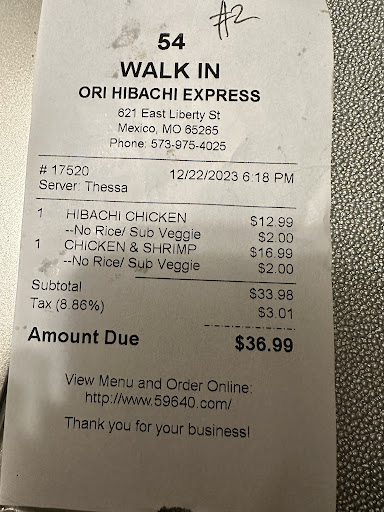 Photo of Ori Hibachi Express - 621 E Liberty St, Mexico, MO 65265