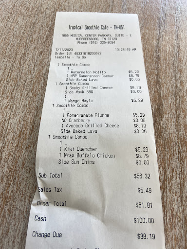 Photo of Tropical Smoothie Cafe - 1855 Medical Center Pkwy E, Murfreesboro, TN 37129