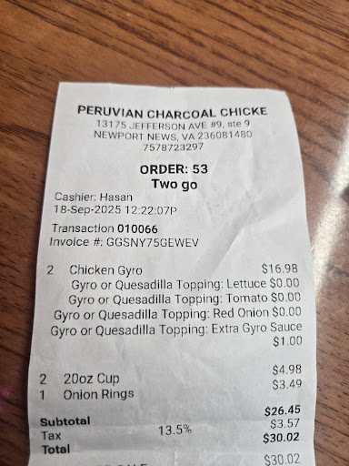 Photo of Peruvian Charcoal chicken & wings{ Open 24/7 } - 13175 Jefferson Ave #11, Newport News, VA 23608