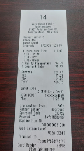 Photo of Naz's Halal Food - Reisterstown - 11927 Reisterstown Rd, Reisterstown, MD 21136