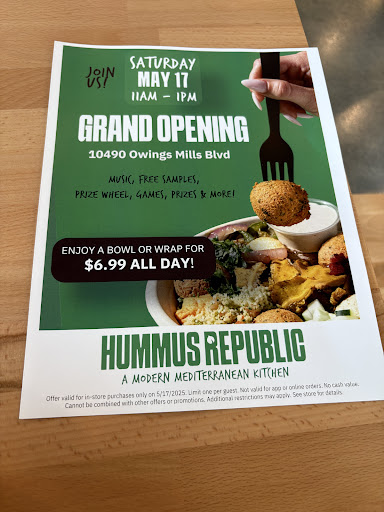 Photo of Hummus Republic - 10490 Owings Mills Blvd suite 108, Owings Mills, MD 21117