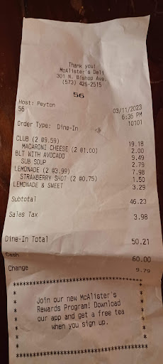 Photo of McAlister's Deli - 301 N Bishop Ave, Rolla, MO 65401