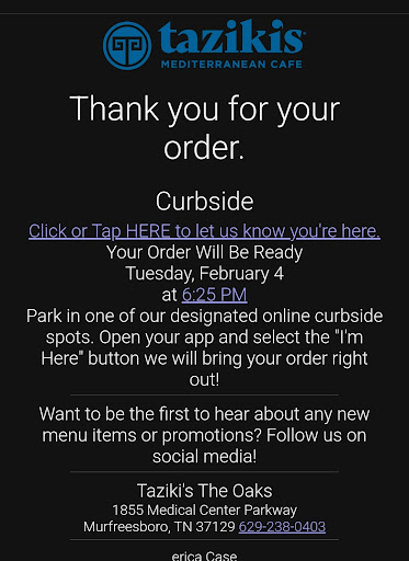 Photo of Taziki's Mediterranean Café - The Oaks - 1855 Medical Center Pkwy H, Murfreesboro, TN 37129