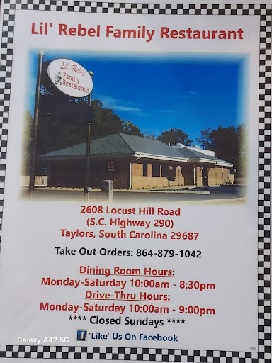 Photo of Lil Rebel Family Restaurant - 2608 Locust Hill Rd, Taylors, SC 29687