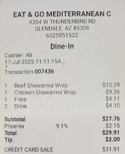 Photo of Eat & Go Mediterranean Cuisine - 4354 W Thunderbird Rd, Glendale, AZ 85306