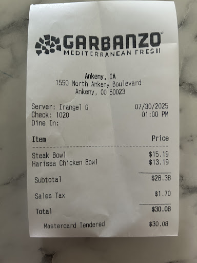 Photo of Garbanzo Mediterranean Fresh - 1550 N Ankeny Blvd Suite 100, Ankeny, IA 50023