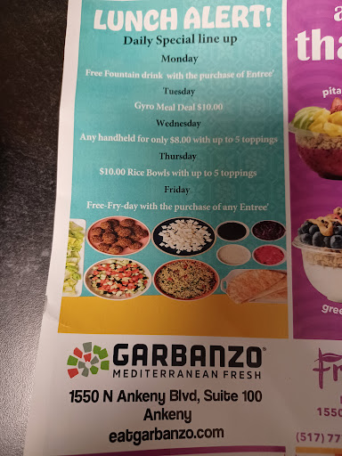 Photo of Garbanzo Mediterranean Fresh - 1550 N Ankeny Blvd Suite 100, Ankeny, IA 50023